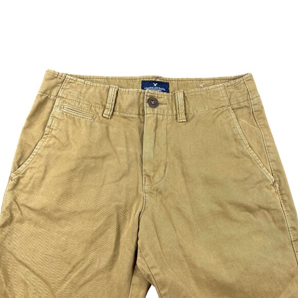 American Eagle Boys Sz 28 Slim Straight Khaki Chino Pants Flat Front 26” inseam - Picture 4 of 12